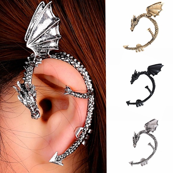Jewelry - Gothic Punk Twine Dragon Ear Cuff Earring